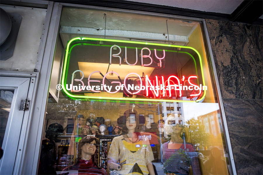 Exterior view of Ruby Begonia's. About Lincoln at Ruby Begonia’s Vintage Clothing Store. October 18, 2023. Photo by Kristen Labadie / University Communication.